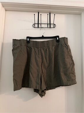 Sonoma Goods For Life Olive Green Linen Shorts 2X Elastic Waist